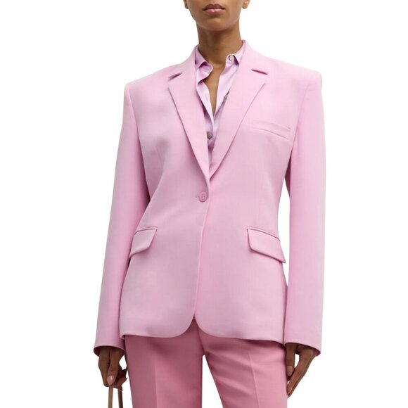 LAPOINTE Matte Crepe Broad Shoulder Blazer Jacket Womens 6 Blossom Pink Chic NWT - Picture 4 of 16